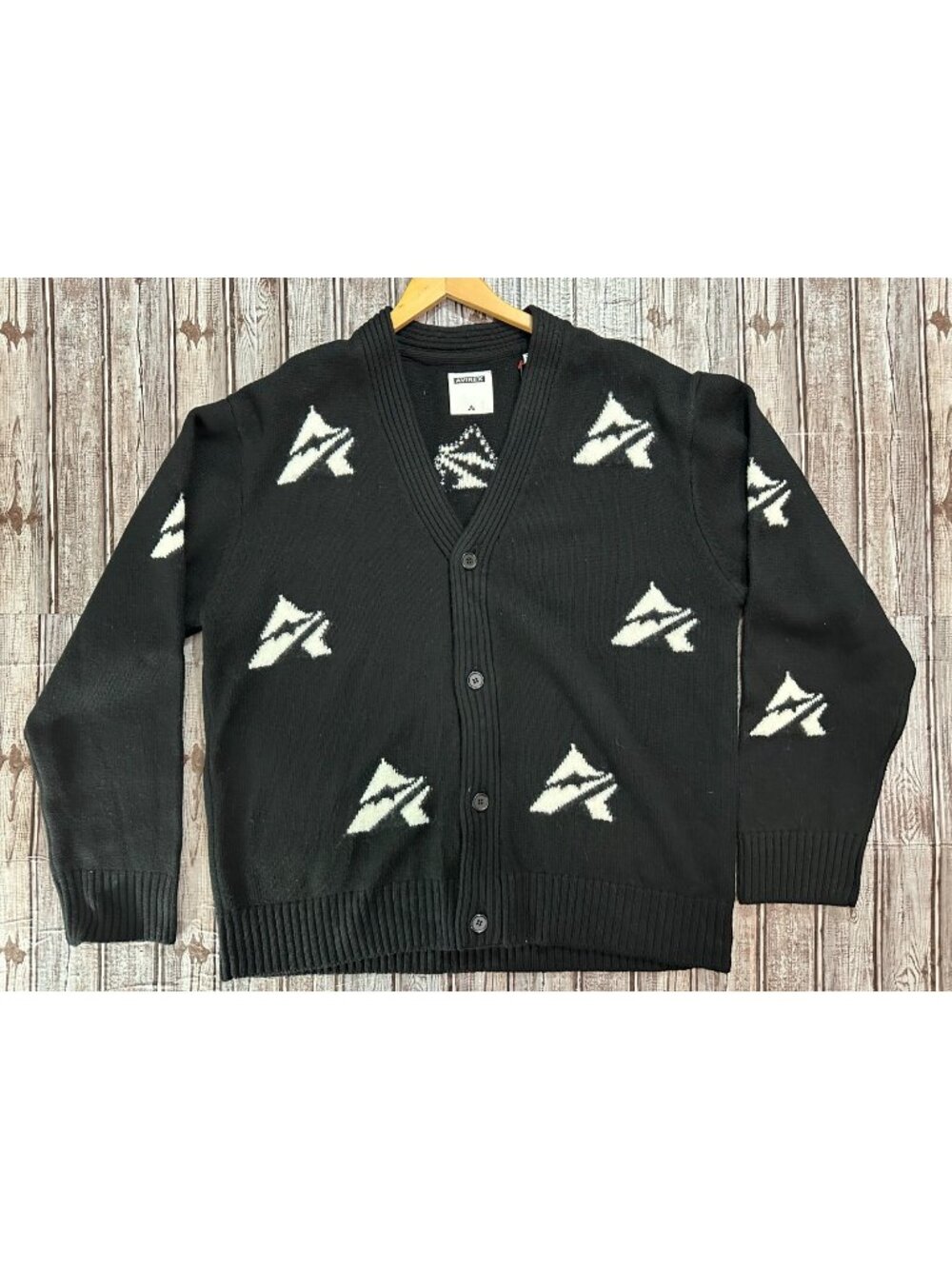 Avirex Athletic 100% wool Cardigan.sweater sz XL color Black White NWT $248